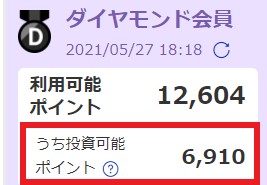 利用可能ポイントと投資可能ポイントは別